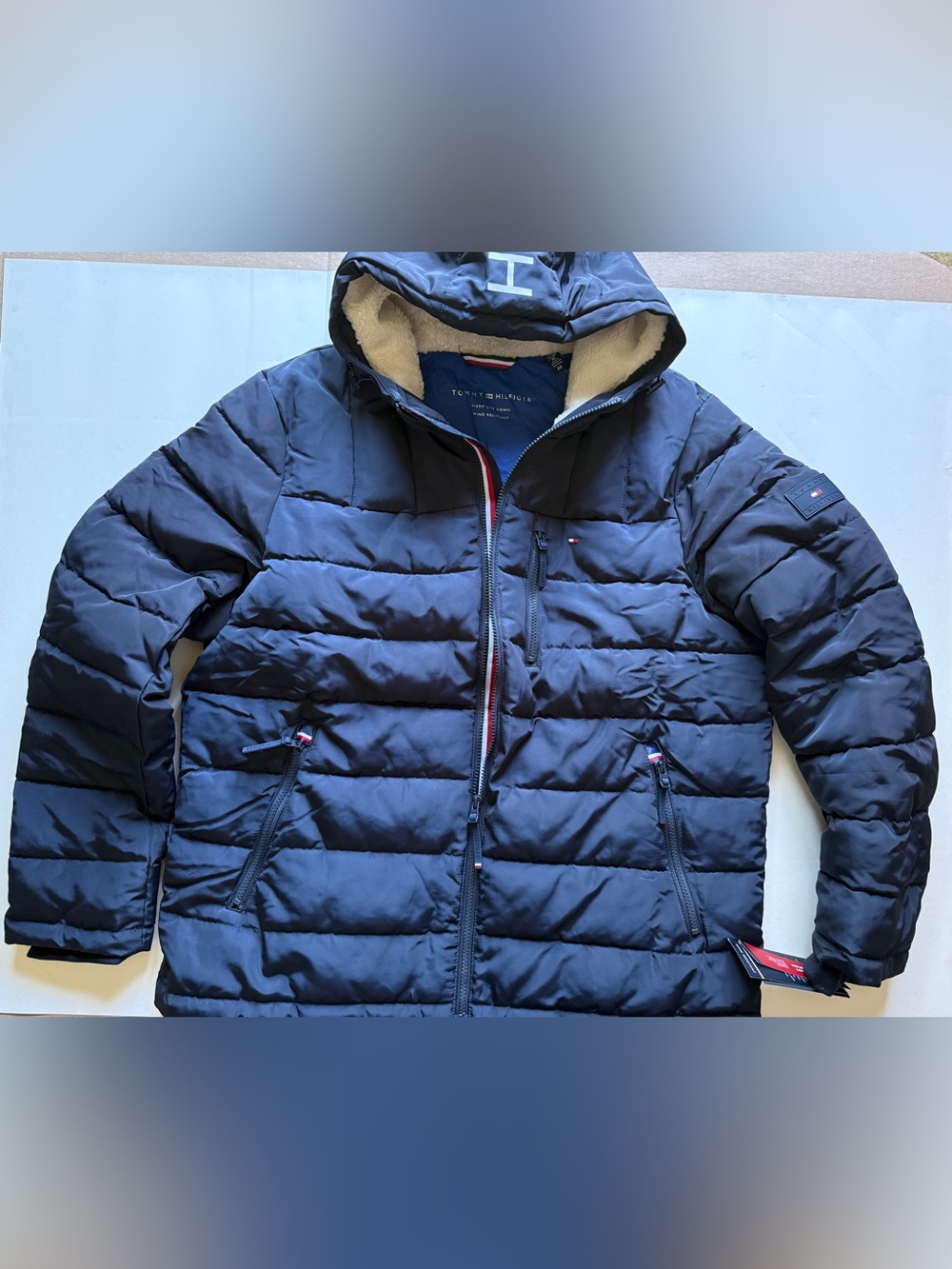 Tommy Hilfiger [XL] Men's Hooded
Puffer Coat Navy Blue 151AP213